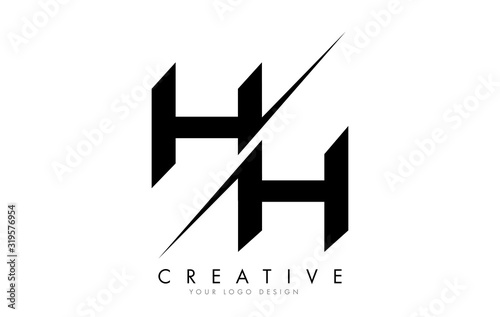 HH H H Letter Logo Design with a Creative Cut.