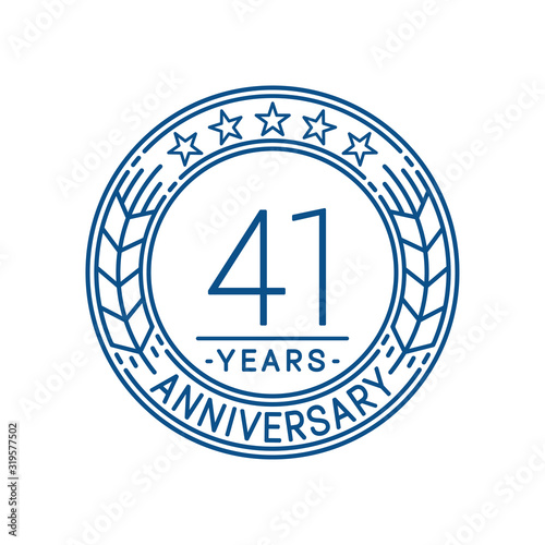 41 years anniversary celebration logo template. Line art vector and illustration.