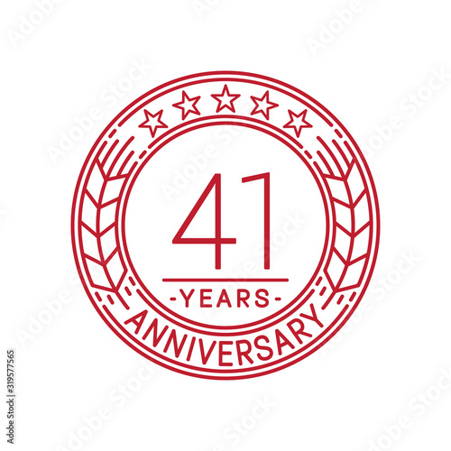 41 years anniversary celebration logo template. Line art vector and illustration.