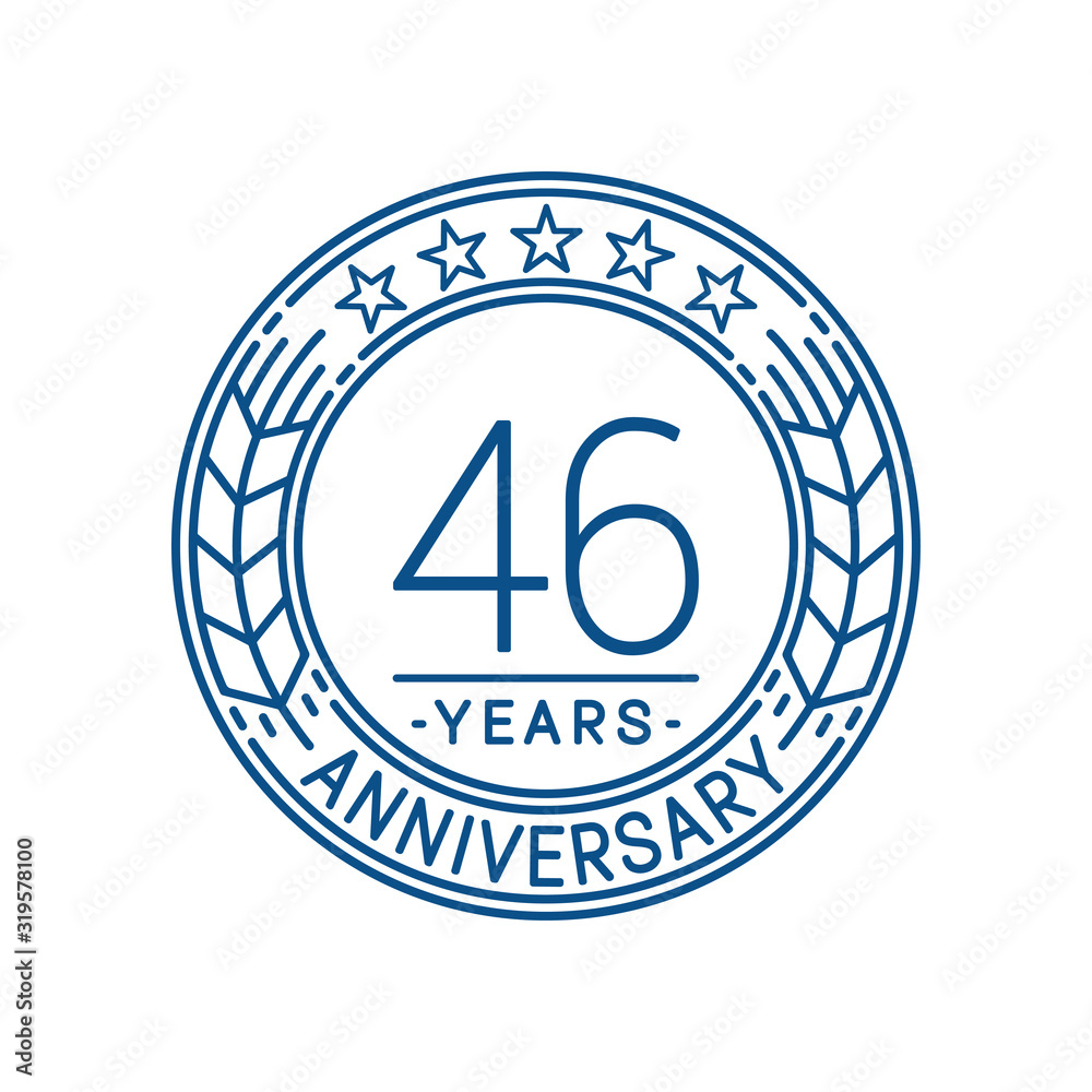 46 years anniversary celebration logo template. Line art vector and illustration.
