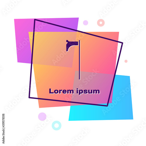 Purple Medieval axe icon isolated on white background. Battle axe, executioner axe. Medieval weapon. Color rectangle button. Vector Illustration