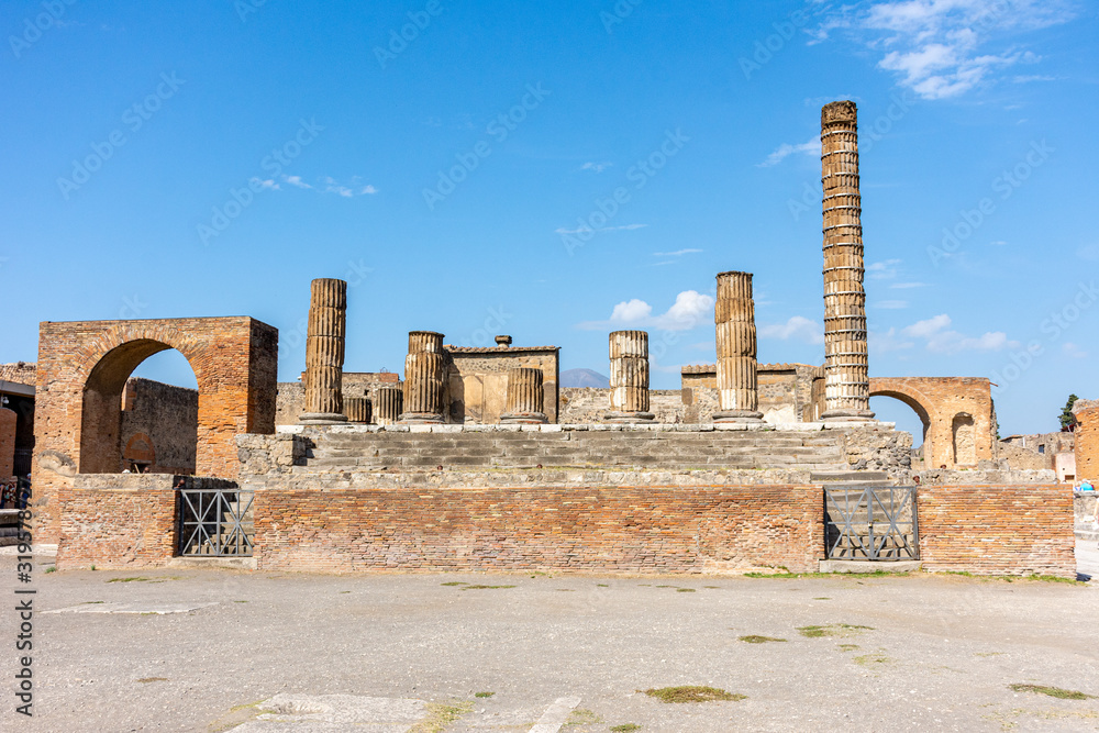 Italy, Pompeii, archaeological area, remains of the city buried by the eruption of ashes and rocks of Vesuvius in 79. Forum area