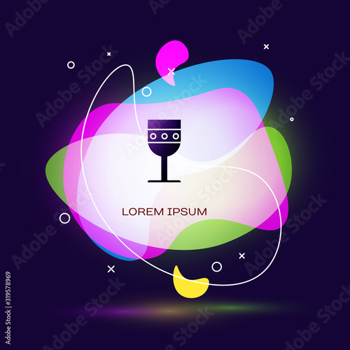 Black Medieval goblet icon isolated on blue background. Abstract banner with liquid shapes. Vector Illustration