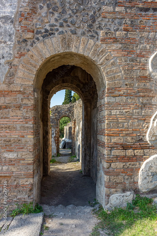 Italy, Pompeii, archaeological area, remains of the city buried by the eruption of ashes and rocks of Vesuvius in 79.  Way of the Tombs