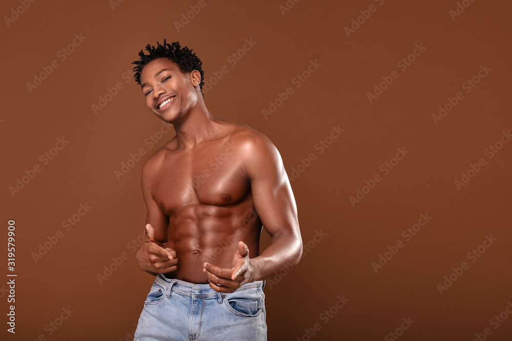 Fototapeta premium Fit african man with naked torso.