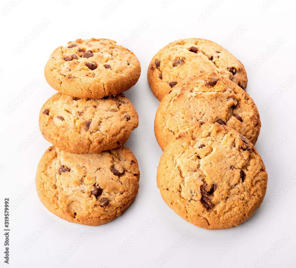 Chocolate cookies isolated on white background Chocolate cookies isolated on white background