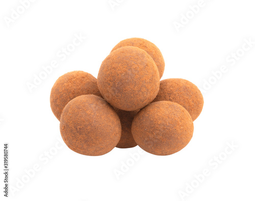 chocolate truffle sweets isolated on the white