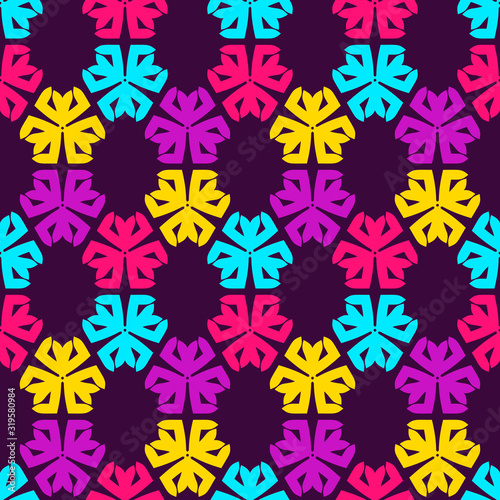 Seamless pattern with bright colorful geometric elements.