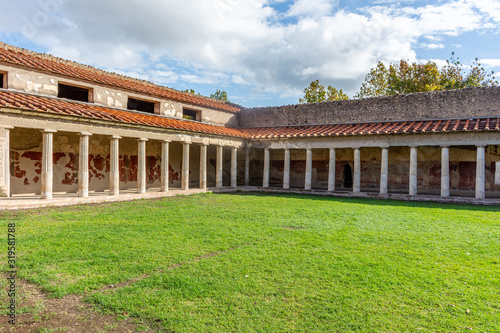 Italy, Naples, Oplontis, view of the arcades with columns in the villa of Poppea in the archaeological area of ​​Torre Annunziata