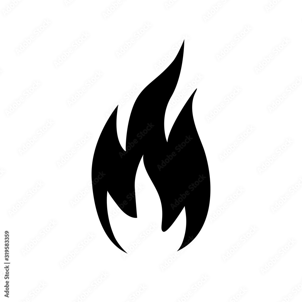 Fire flame icon isolated on white background.