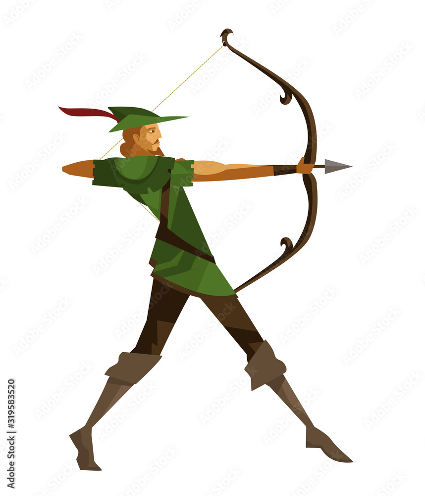 robin hood ranger archer aiming Stock Vector | Adobe Stock