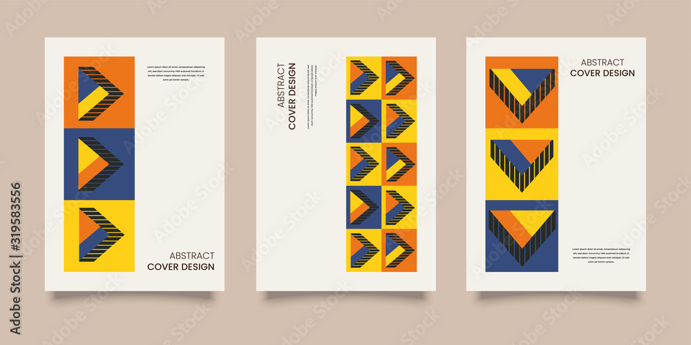 Retro Colorful Abstract Cover Template Design Set Vintage