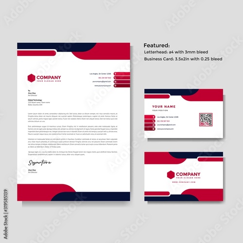 Professional creative letterhead and business card vector template