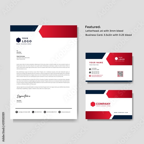 Professional creative letterhead and business card vector template