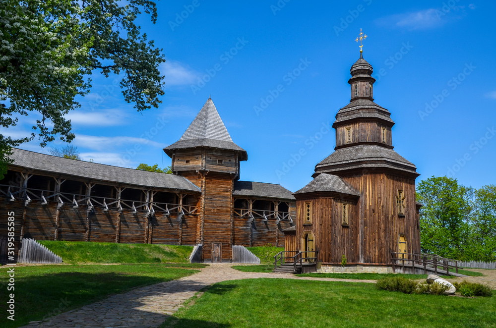 Baturyn Citadel the Cossack Hetmanate. Ancient Slavonic architecture of Baturyn fortress in hetman capital, Ukraine