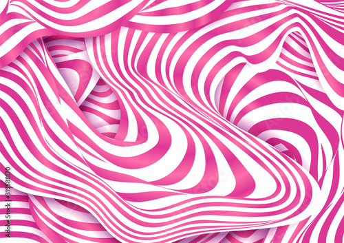Strawberry pink and white cream colors stripes tasty modern abstract vector wavy background