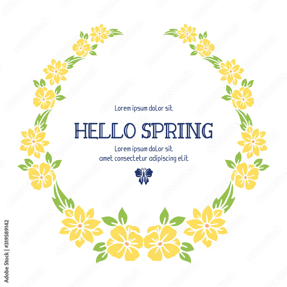 Obraz premium Beautiful crowd yellow floral frame, for hello spring cards decoration. Vector