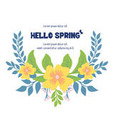 Antique card design, with beautiful yellow wreath frame, for hello spring celebration. Vector