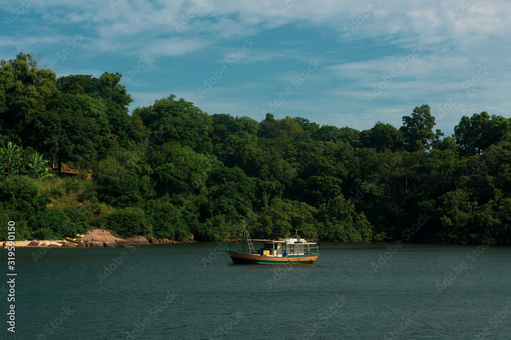 Boats moored in the bay