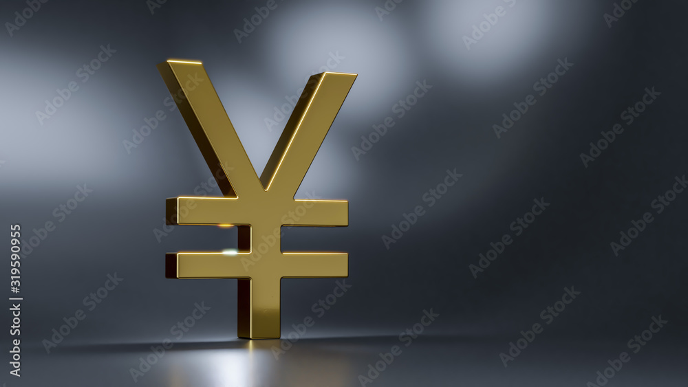 Obraz premium Golden Yen Symbol - 3D Rendering