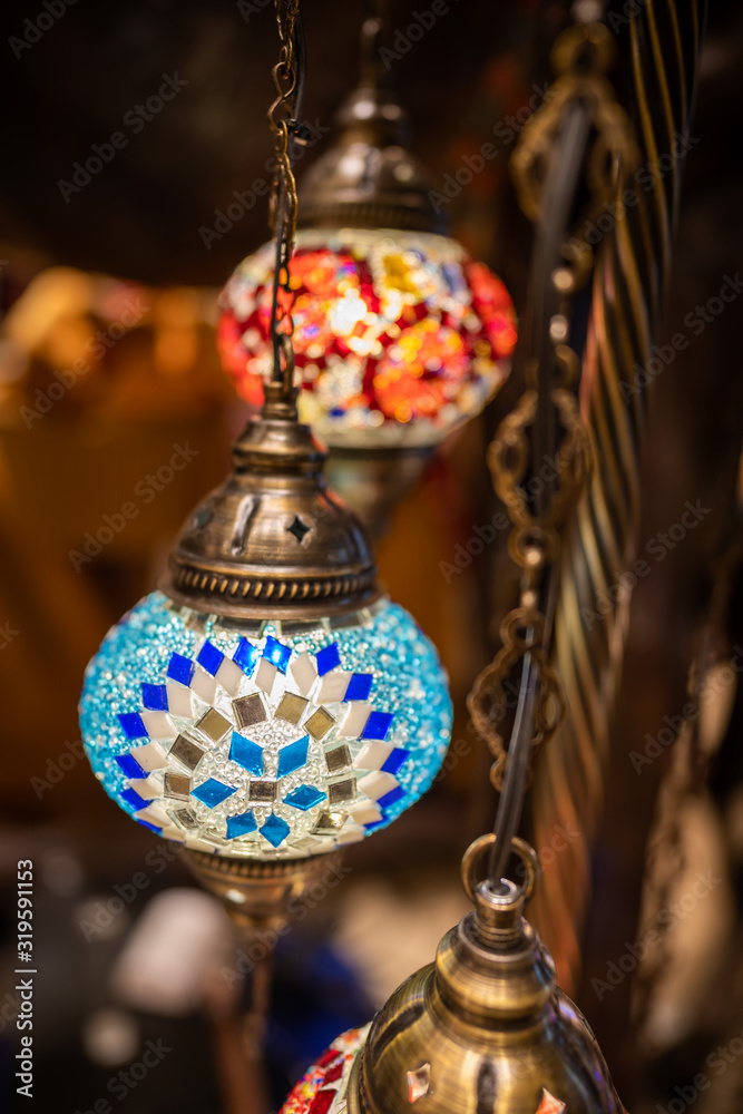 Colorful marble arabic lamp on display, selective focusing Stock Photo |  Adobe Stock