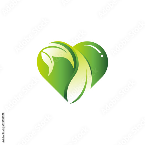 love leaf green logo vector