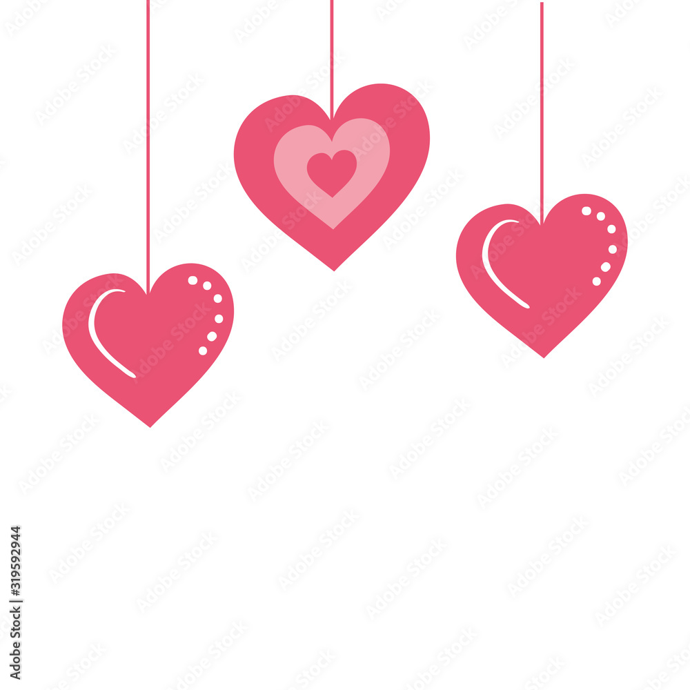 cute hearts hanging decoration isolated icon