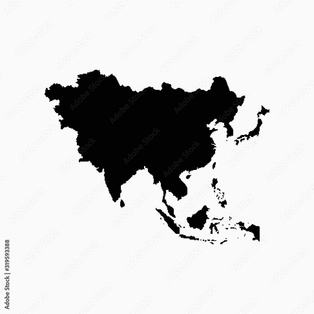 Asia blank map vector . Asia digital map template . silhouette . black Asia map . Colorful map of Asia . sphere dots globe surface
