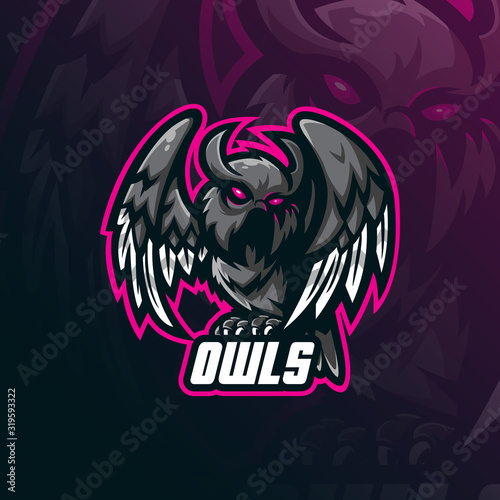 owl mascot logo design vector with modern illustration concept style for badge, emblem and tshirt printing. owl  illustration for sport team.