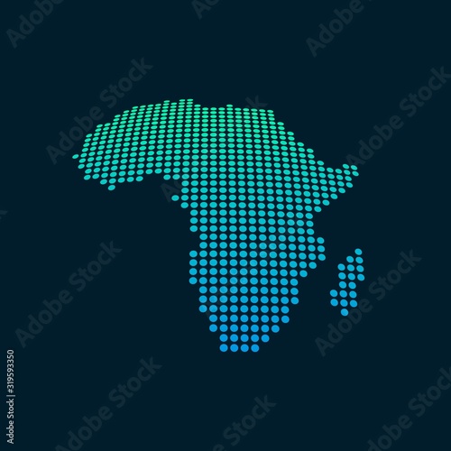 Africa blank map vector . Africa digital map template . black Africa map . Colorful map of Africa . sphere dots globe surface