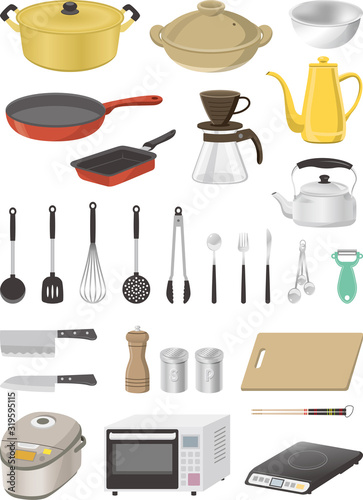 キッチン用品のイメージイラストセット