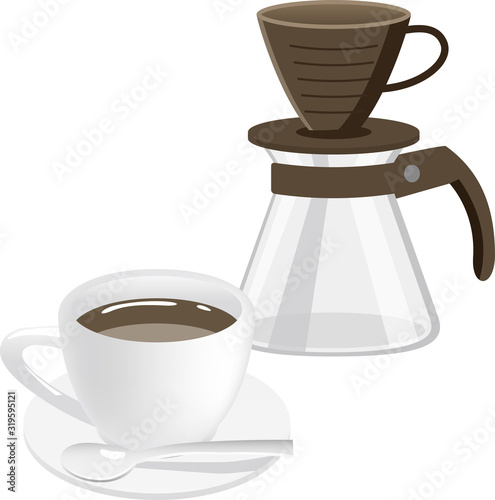 コーヒーとドリッパーのイメージイラスト