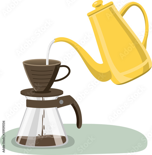 コーヒーをドリップしているイメージイラスト