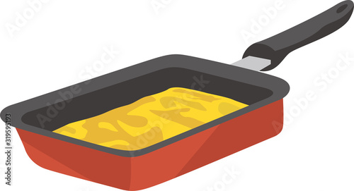 卵焼きを焼いているフライパンのイメージイラスト