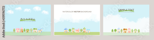 Hand drawn houses illustration