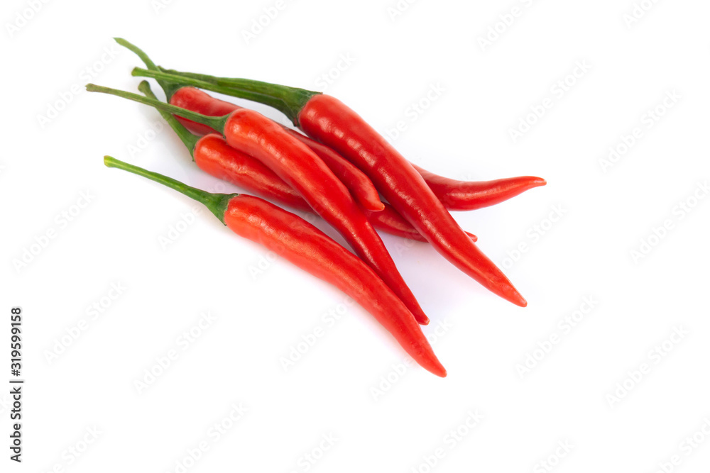 Closeup chilli pepper on white background, raw food ingredient concept Closeup chilli pepper on white background, raw food ingredient concept