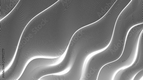 Vector 3d striped waves. Abstract composition, curve lines. Amazing three dimensional background for presentation, wallpaper, interior wall decor. Opical illusion. Vector without gradient