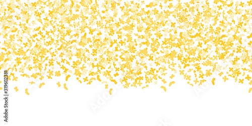 Floral pattern. Bright small flower pattern background with sweet osmanthus.  Confetti falling on white background. Color confetti for greeting cards, wedding invitation, gift packages.