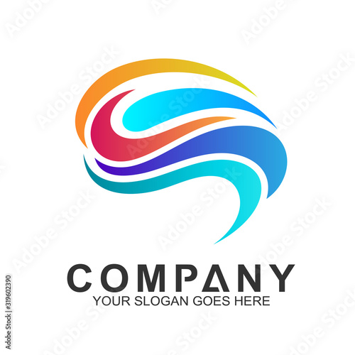 abstract brain logo, Colorful logo template