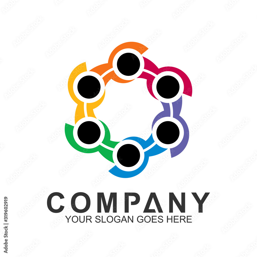 Obraz premium people connect,vector logo social,people care logo,human in circle