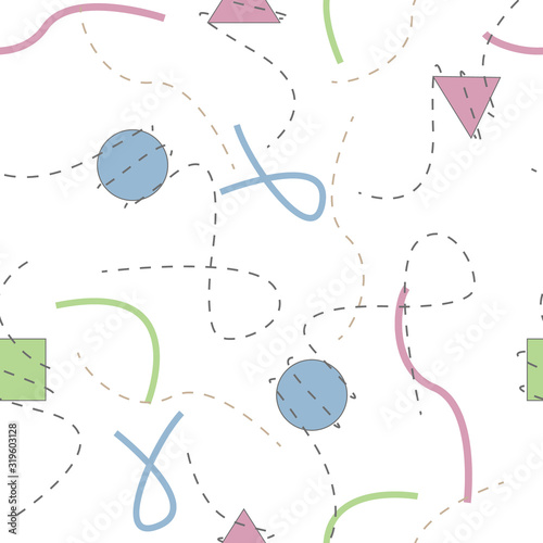shapes and random lines seamless repeat pattern