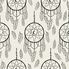Wandcirkels Dromenvanger patronen Vintage bohemian dromenvanger tekening  © ArinaKram