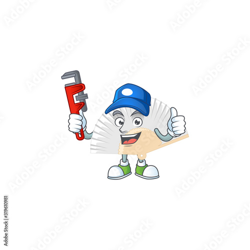 Cool Plumber white chinese folding fan on mascot picture style
