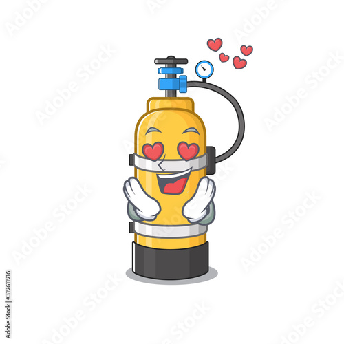 falling in love cute oxygen cylinder cartoon character design