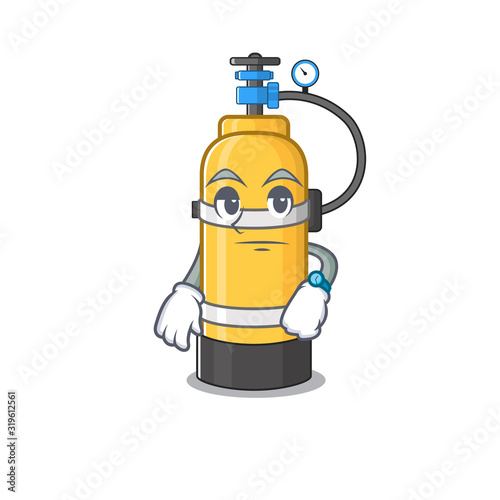 cartoon character design of oxygen cylinder on a waiting gesture