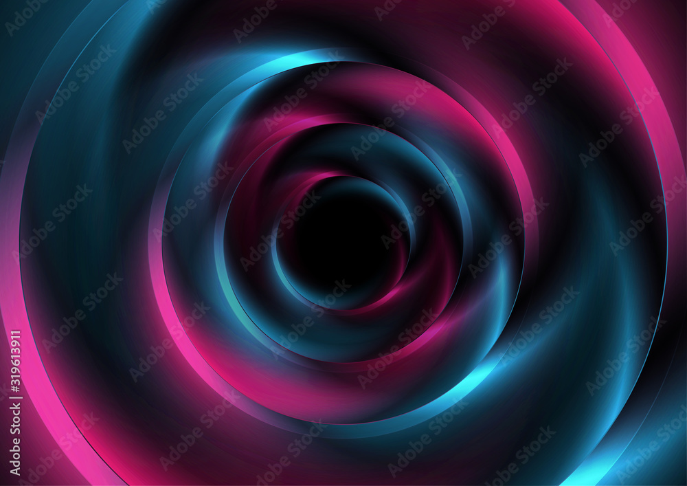 Smooth blurred blue and pink circles. Abstract tech futuristic elegant background. Vector neon rings logo design Smooth blurred blue and pink circles. Abstract tech futuristic elegant background. Vector neon rings logo design