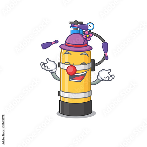 Smart oxygen cylinder cartoon character design playing Juggling