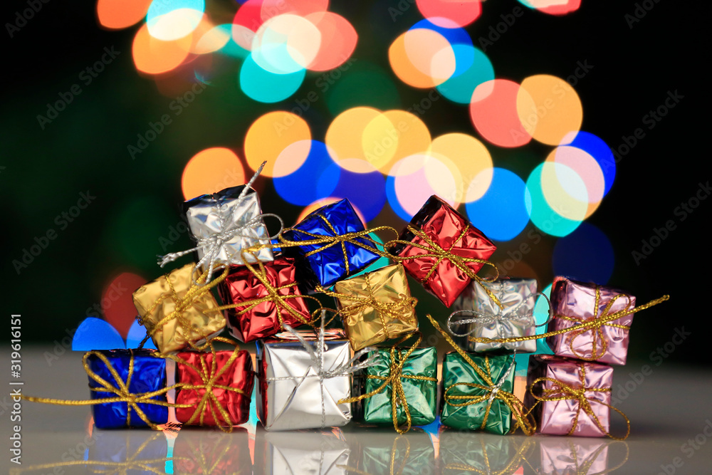 Christmas gifts and abstract background light Christmas gifts and abstract background light