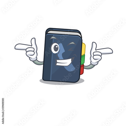 mascot cartoon design of phone book with Wink eye