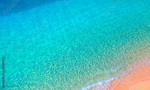 Clear water sea and orange sand beach - Kaputas Beach, Mediterranean Sea, Antalya